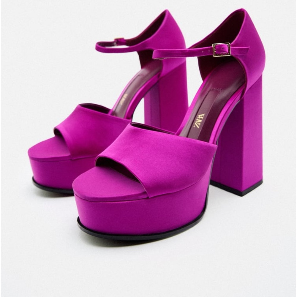 Zara chunky satin platform pumps size 38EU/7.5US NWT